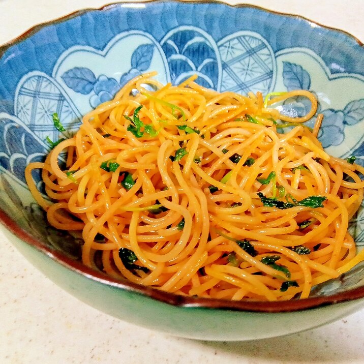 明太子と豆苗のスパゲティ